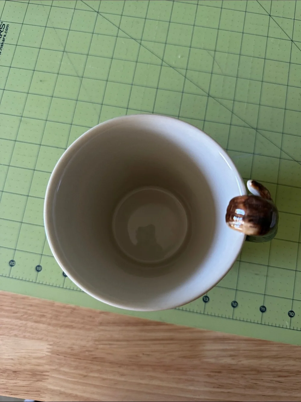 Pier 1 Novelty Monkey Handle Ceramic Coffee Mug - Brown & White